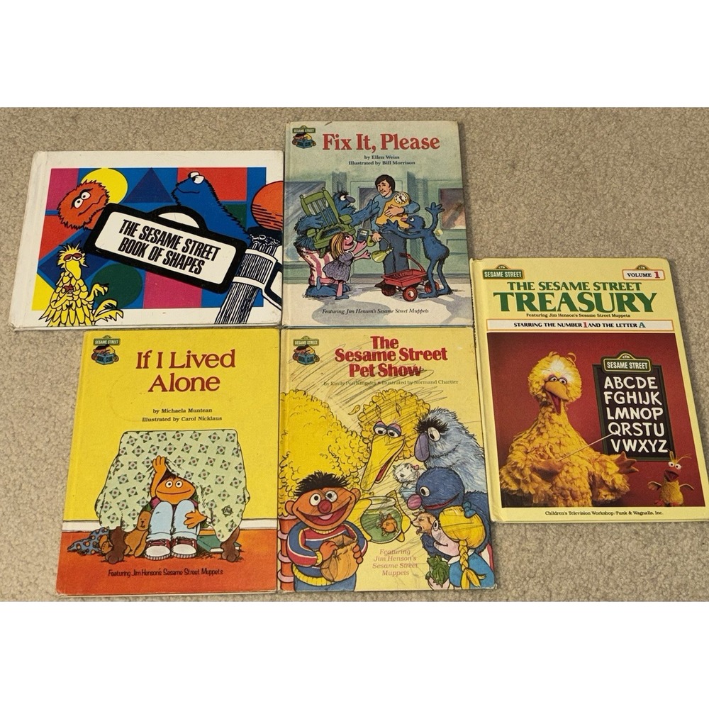 Vintage Sesame Street Hardcover Book Lot of 5 1970s/1980's